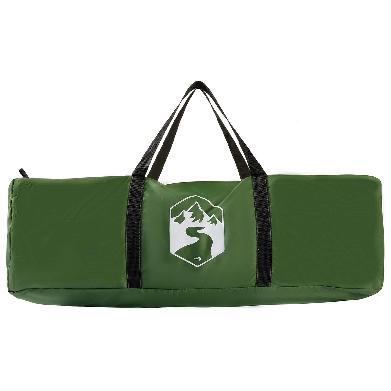 Groene vidaXL tentset opbergtas met handvatten en logo aan de voorkant.
