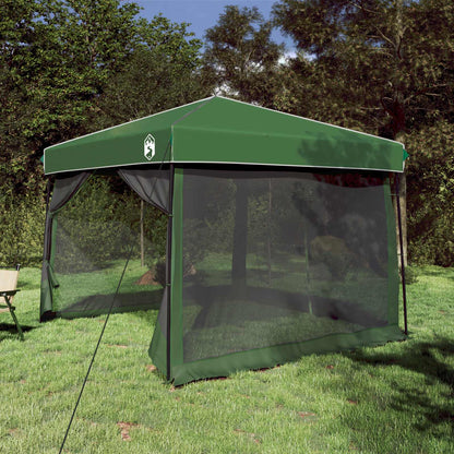 Groene vidaXL Camping Tent Set met dak en opbergruimte, opgesteld in een groene omgeving.