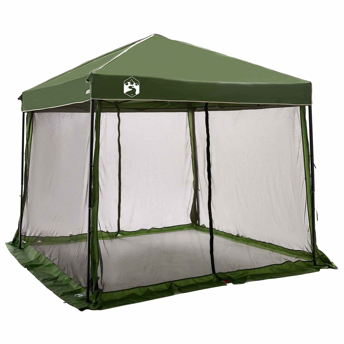 Detail van de vidaXL Camping Tent Set in groen, met gaaswanden en open ontwerp.