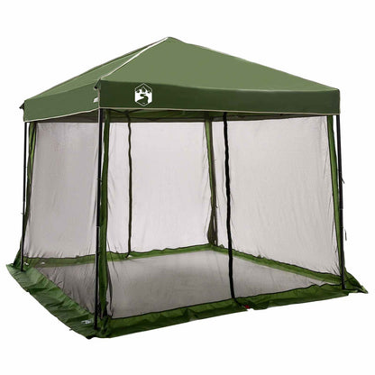 Detail van de vidaXL Camping Tent Set in groen, met gaaswanden en open ontwerp.