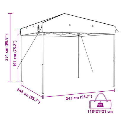 Detail van de vidaXL campingtent met afmetingen en opvouwbare opslagzak.