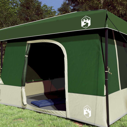 Detail van de vidaXL Camping Tent met groen taffeta en open ingang.