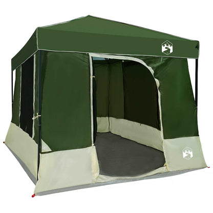 Detail van de groene vidaXL Camping Tent met open ingang en ruime binnenruimte.