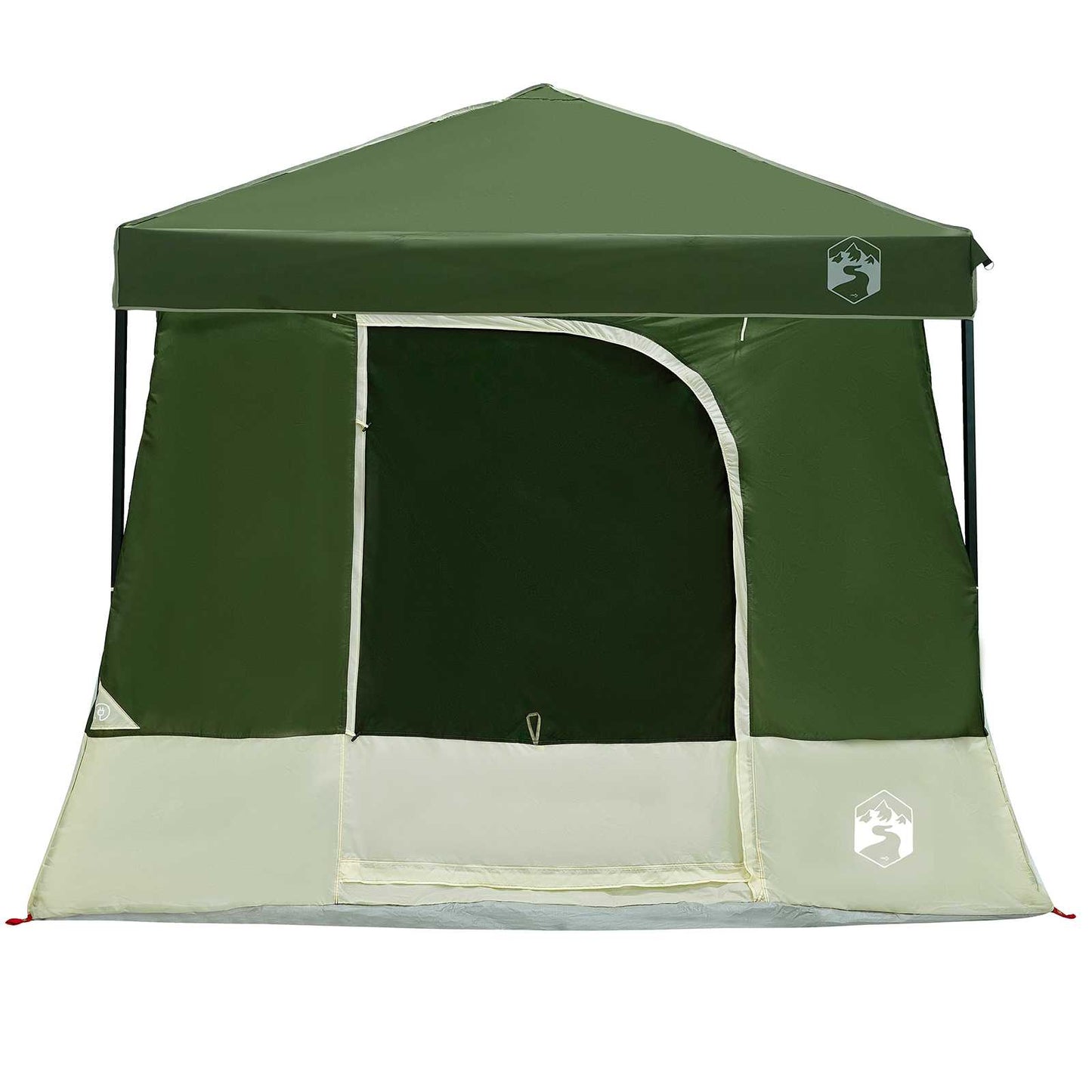 Detail van de groene vidaXL campingtent met een open ingang en een stevig dak.