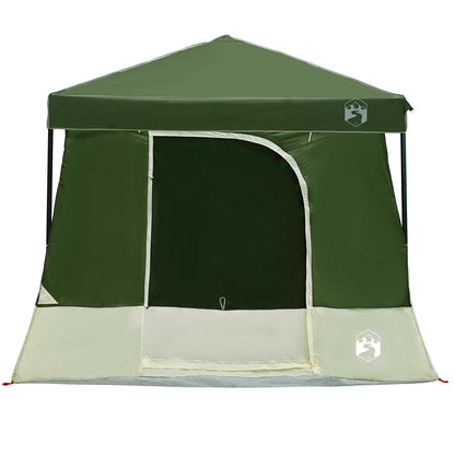 Detail van de groene vidaXL campingtent met een open ingang en een stevig dak.