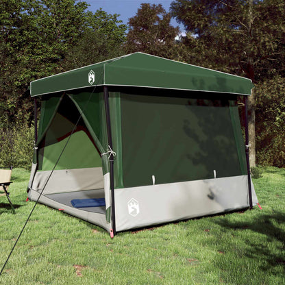 Groene vidaXL camping tent set met dak en ruime opslag, zijaanzicht in de natuur.