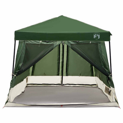 Detail van de vidaXL campingtent in groen, met open voorkant en stevige constructie.
