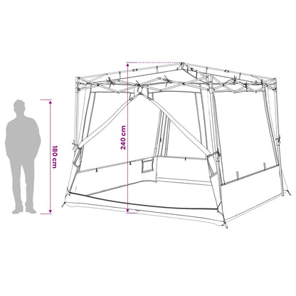 Detailtekening van de vidaXL camping tent set met afmetingen en zijaanzicht.