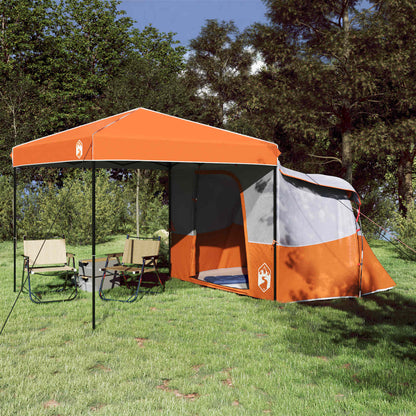 Oranje vidaXL campingtent set met luifel, ideaal voor zomerse buitenavonturen.