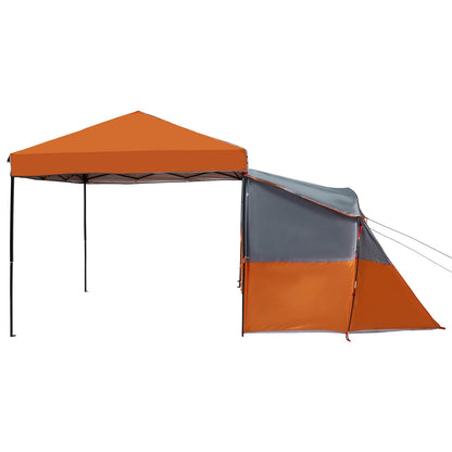 Zijaanzicht van de vidaXL Camping Tent Set met dak in oranje taffeta.
