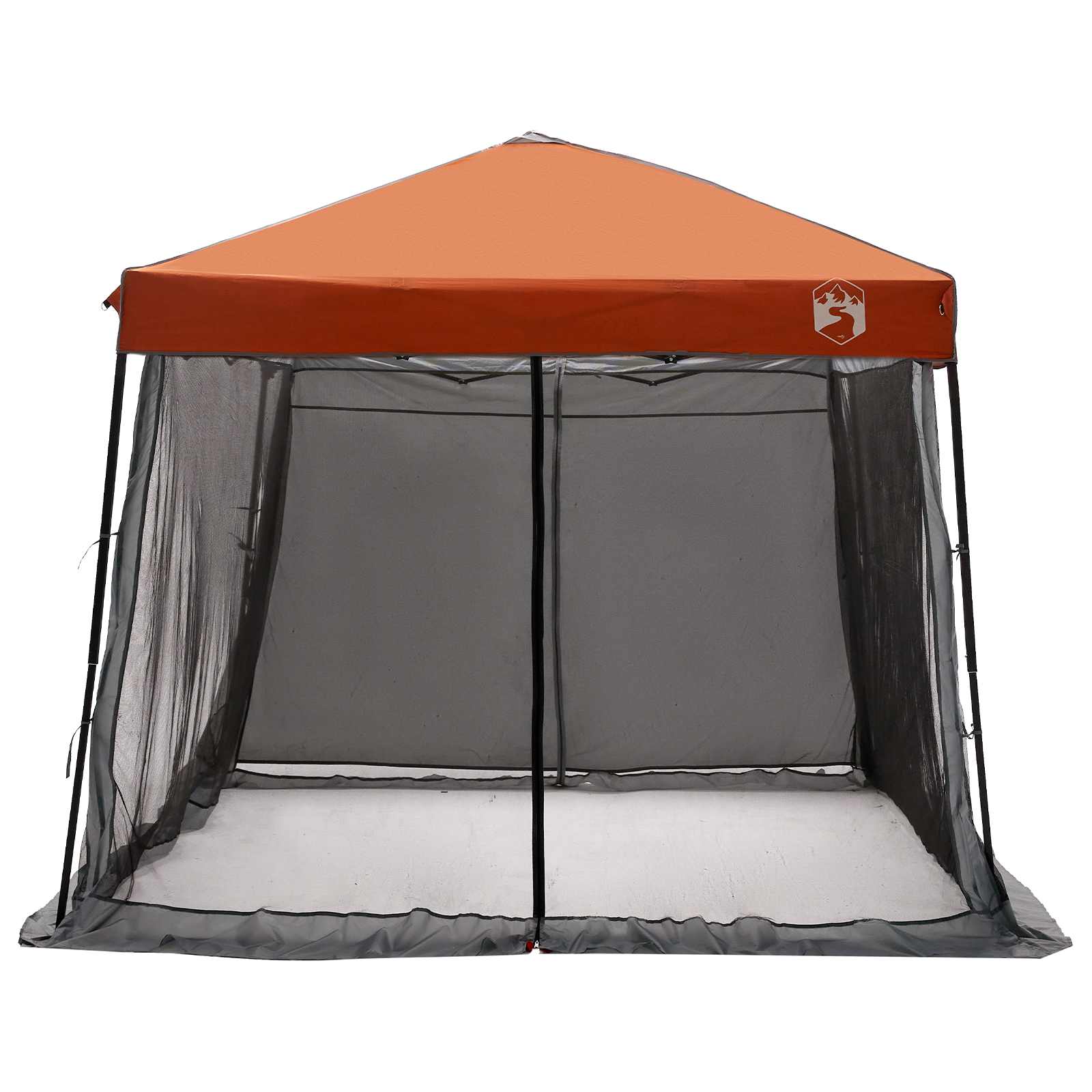 Detail van de vidaXL campingtent set met grijs en oranje dak, zijaanzicht.