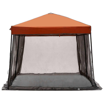 Detail van de vidaXL campingtent met oranje dak en zwarte zijwanden, zijaanzicht.