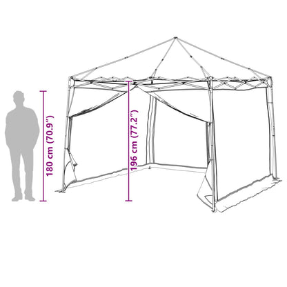 Detail van de vidaXL campingtent met afmetingen en zijaanzicht van de structuur.