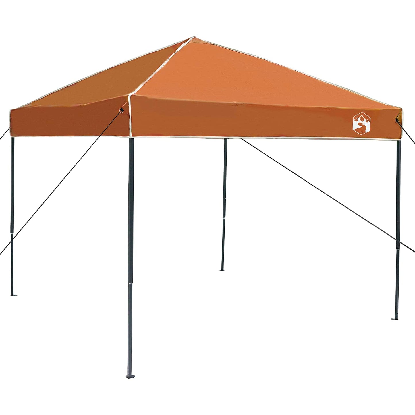 Detail van de vidaXL campingtent in grijs en oranje, met stevige stokken en een vierkant ontwerp.