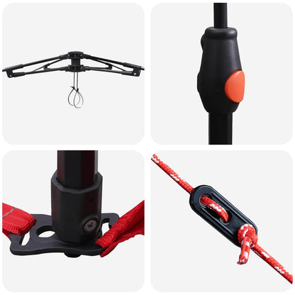 Detail van het stalen frame en de bevestigingssystemen van de vidaXL Instant Tent.