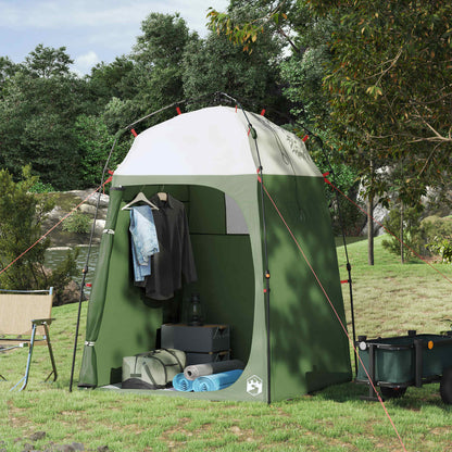 vidaXL Instant Tent 2-Person Quick-Release in groen, opgesteld in de natuur met campingaccessoires.