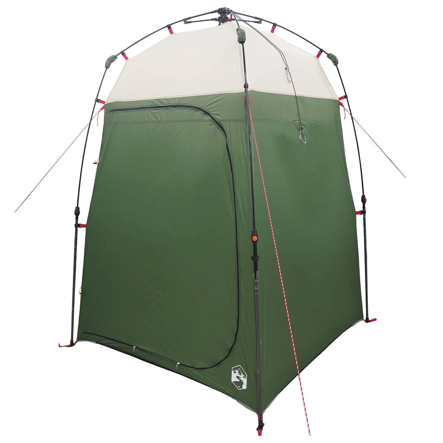 Detail van de vidaXL 2-Person Instant Tent in groen, met stalen frame en scheerlijnen.