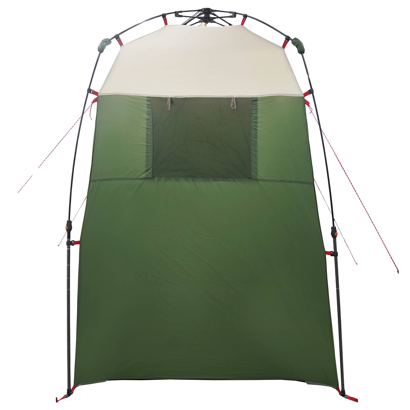 Detail van de groene vidaXL Instant Tent met een open venster aan de voorkant.
