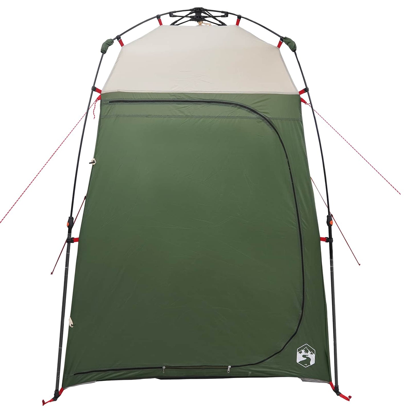 Detail van de groene vidaXL Instant Tent met een zijaanzicht en open deur.