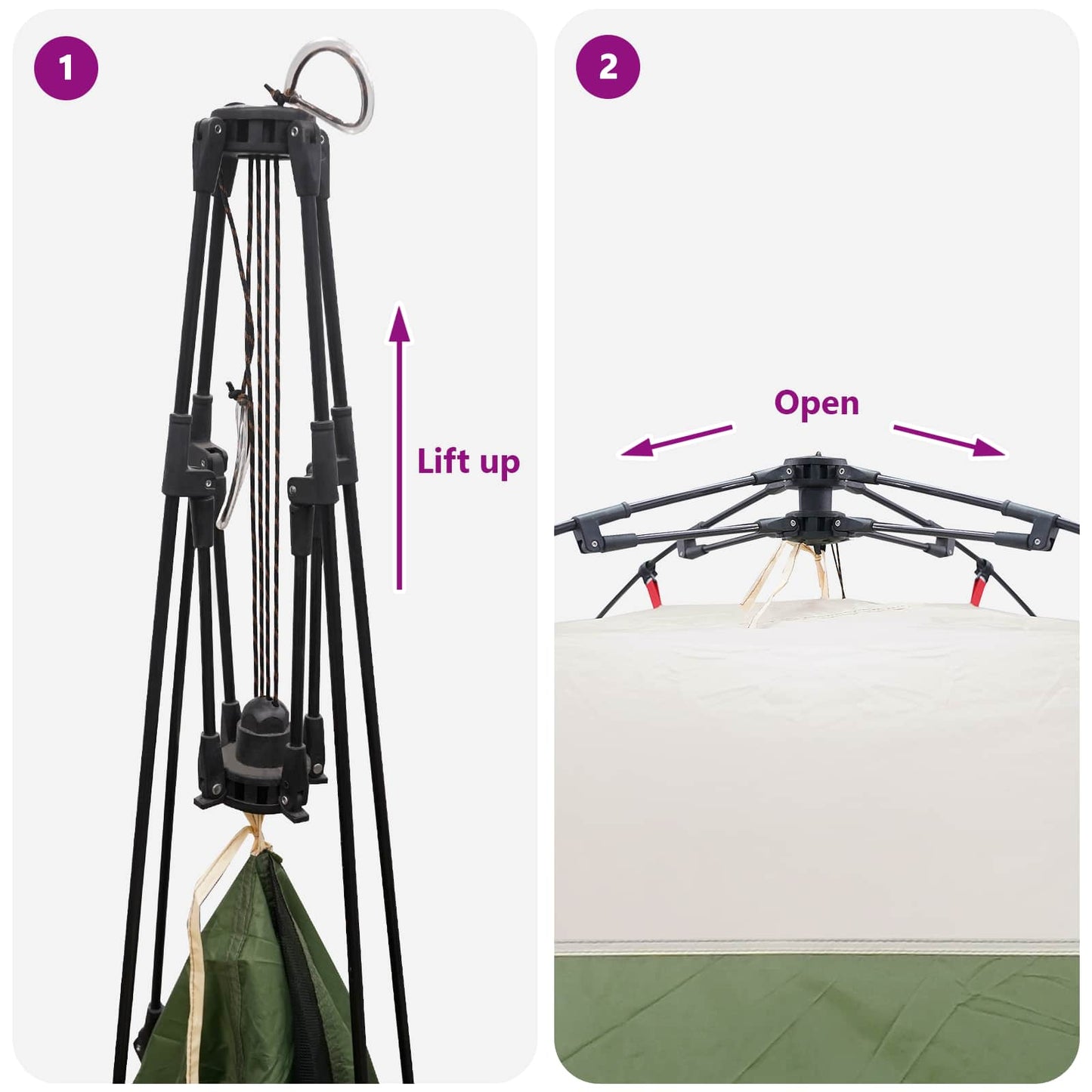 Detail van het stalen frame van de vidaXL Instant Tent met snelontgrendelmechanisme.