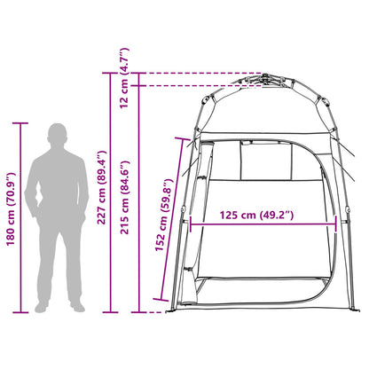 Detail van de vidaXL Instant Tent met afmetingen en zijaanzicht van het frame.