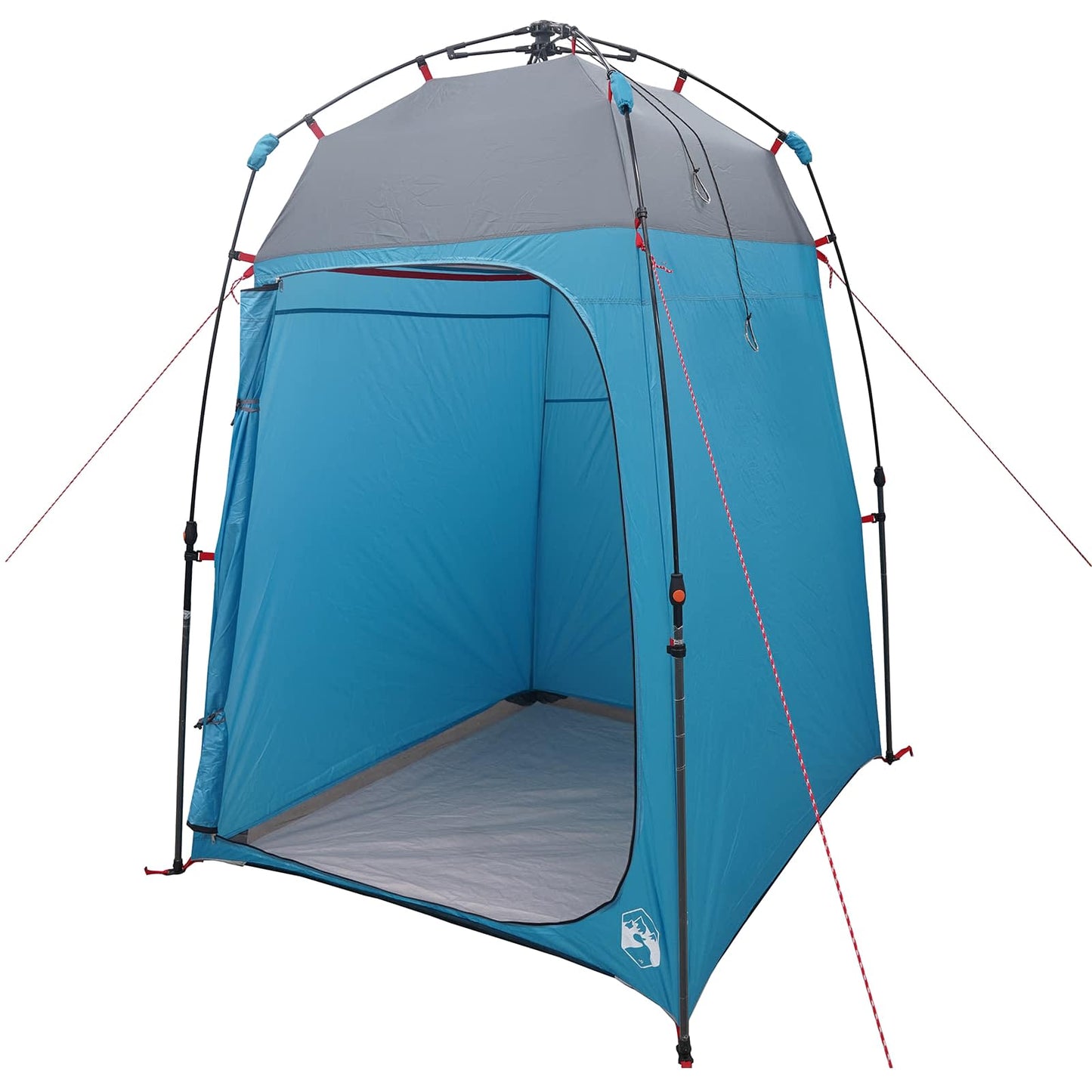 Detail van de vidaXL Instant Tent in blauw met open ingang en grijs dak.