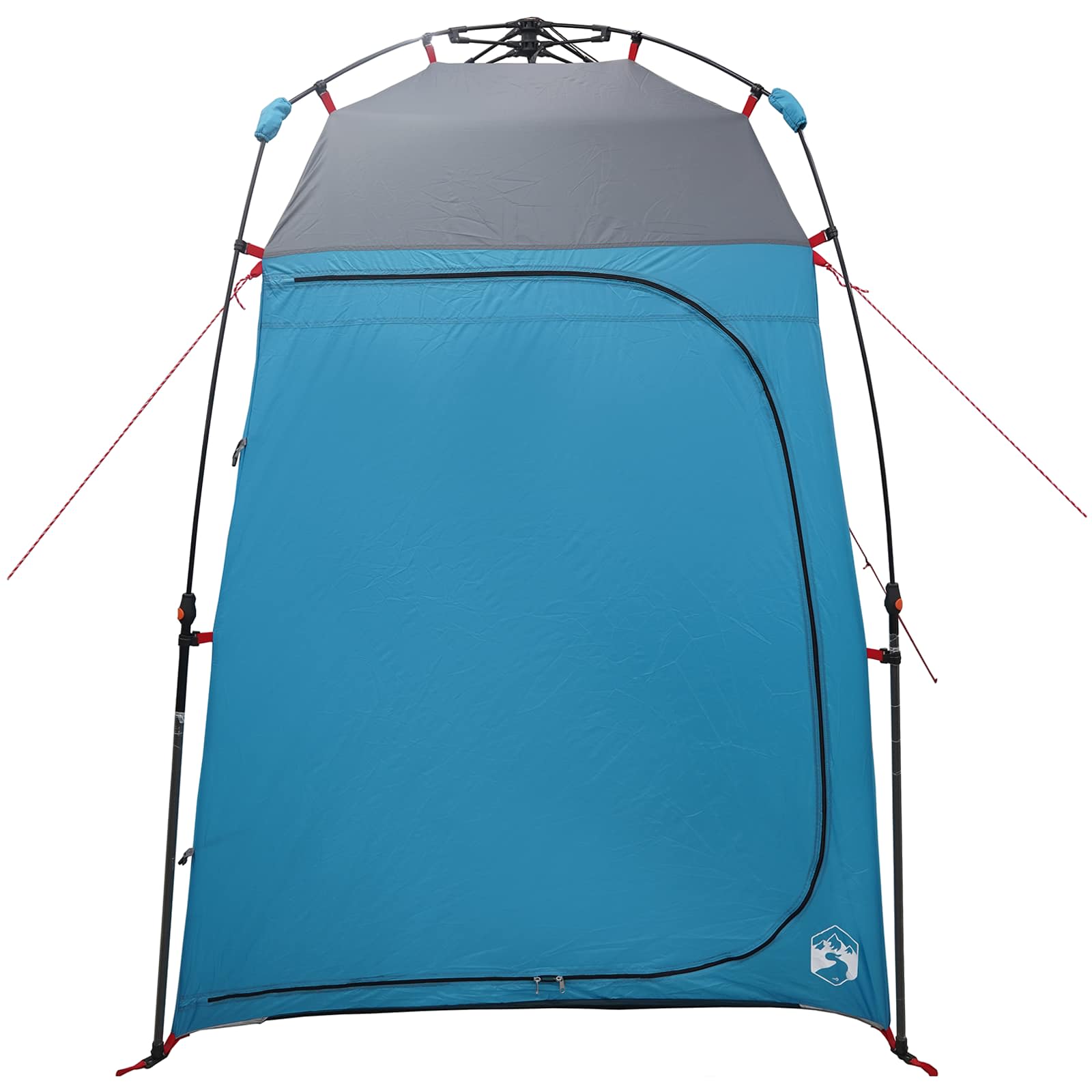Detail van de vidaXL Instant Tent in blauw, met een zijaanzicht van de ingang.