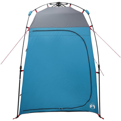 Detail van de vidaXL Instant Tent in blauw, met een zijaanzicht van de ingang.