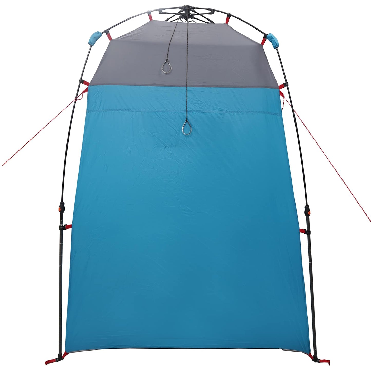 Detail van de blauwe vidaXL Instant Tent met grijs dak en stalen frame.
