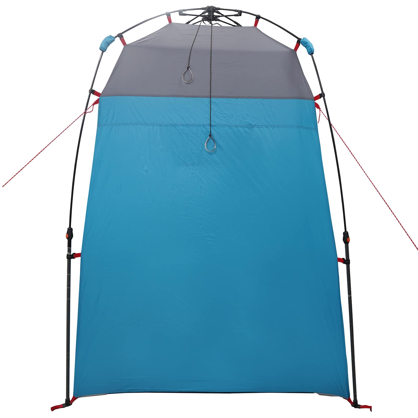 Detail van de blauwe vidaXL Instant Tent met grijs dak en stalen frame.