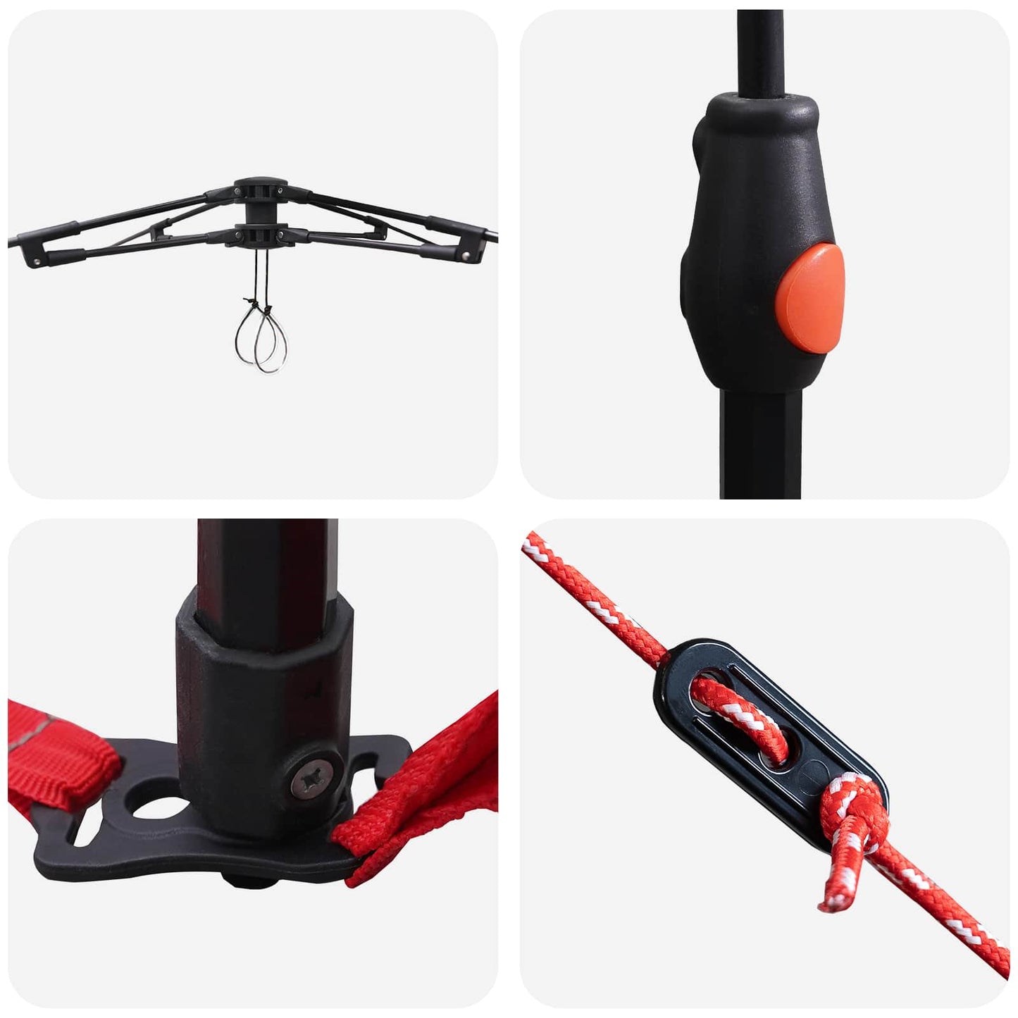 Detail van het stalen frame en bevestigingsmechanisme van de vidaXL Instant Tent.