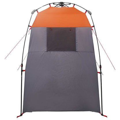 Detail van de vidaXL Instant Tent met grijze en oranje kleur, zijaanzicht met verborgen rits.