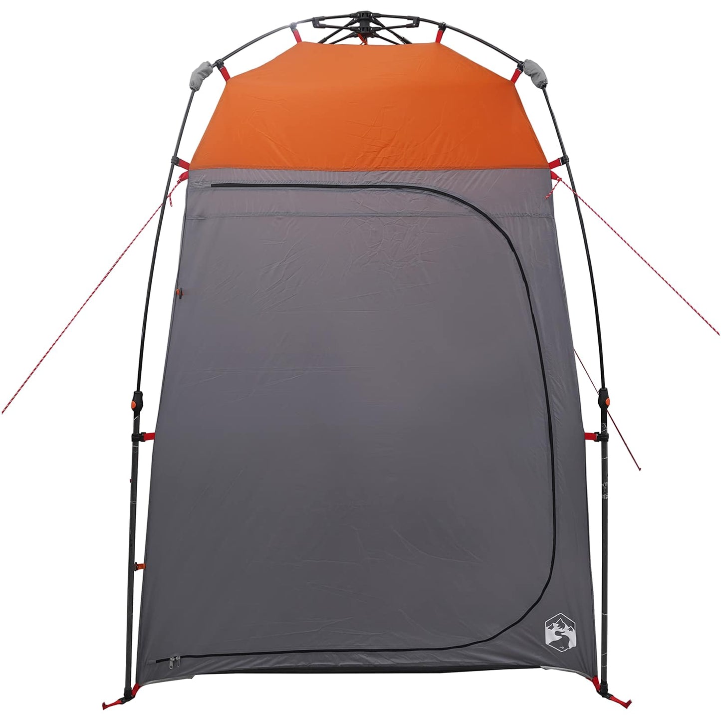 Detail van de grijze en oranje vidaXL Instant Tent met verborgen rits en stalen frame.