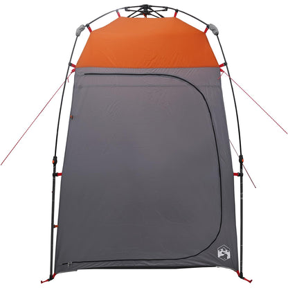 Detail van de grijze en oranje vidaXL Instant Tent met verborgen rits en stalen frame.