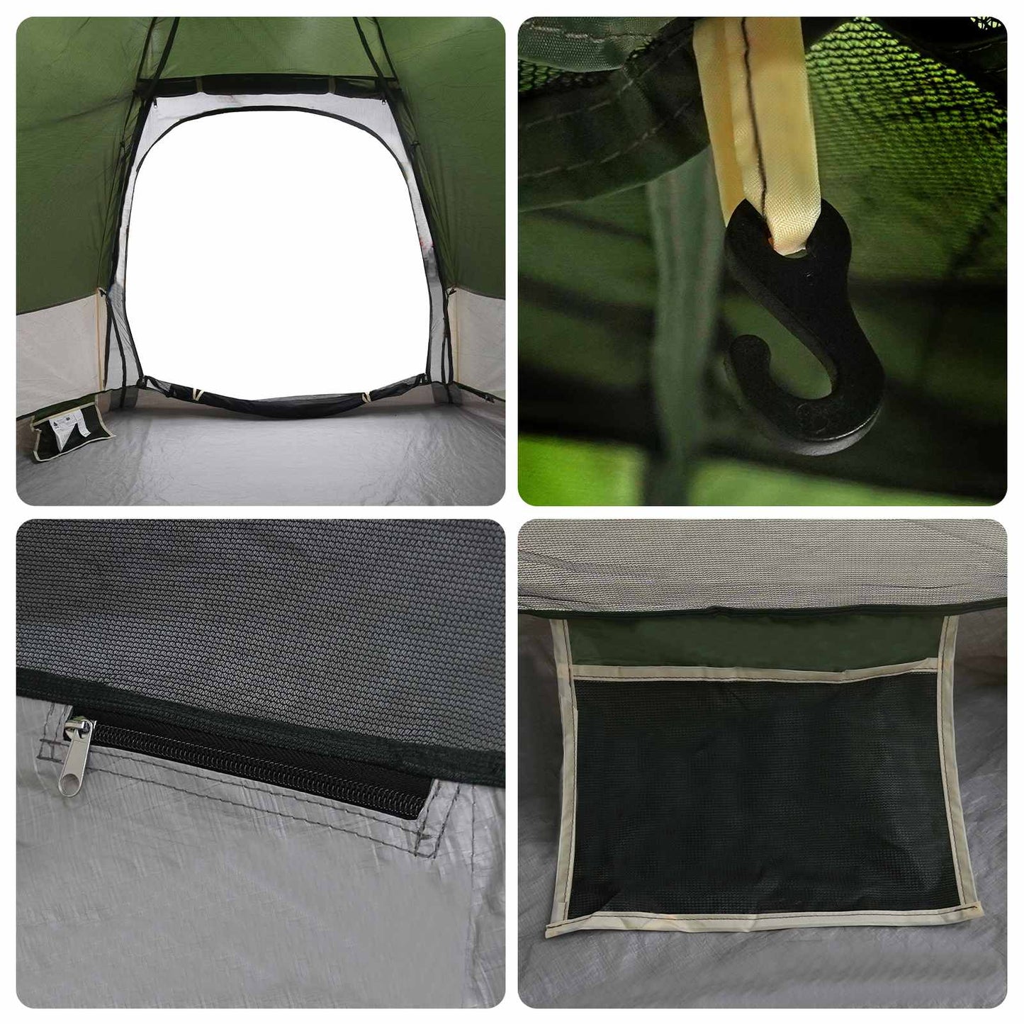 Detail van de binnenkant van de vidaXL instant tent met opbergzak en haak.