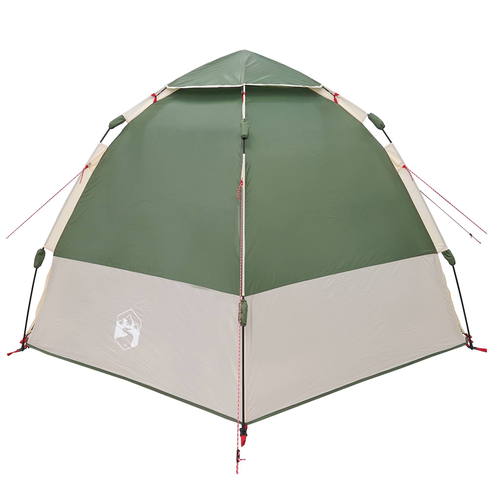 Detail van de groene vidaXL instant tent met regenhoes, zijaanzicht.