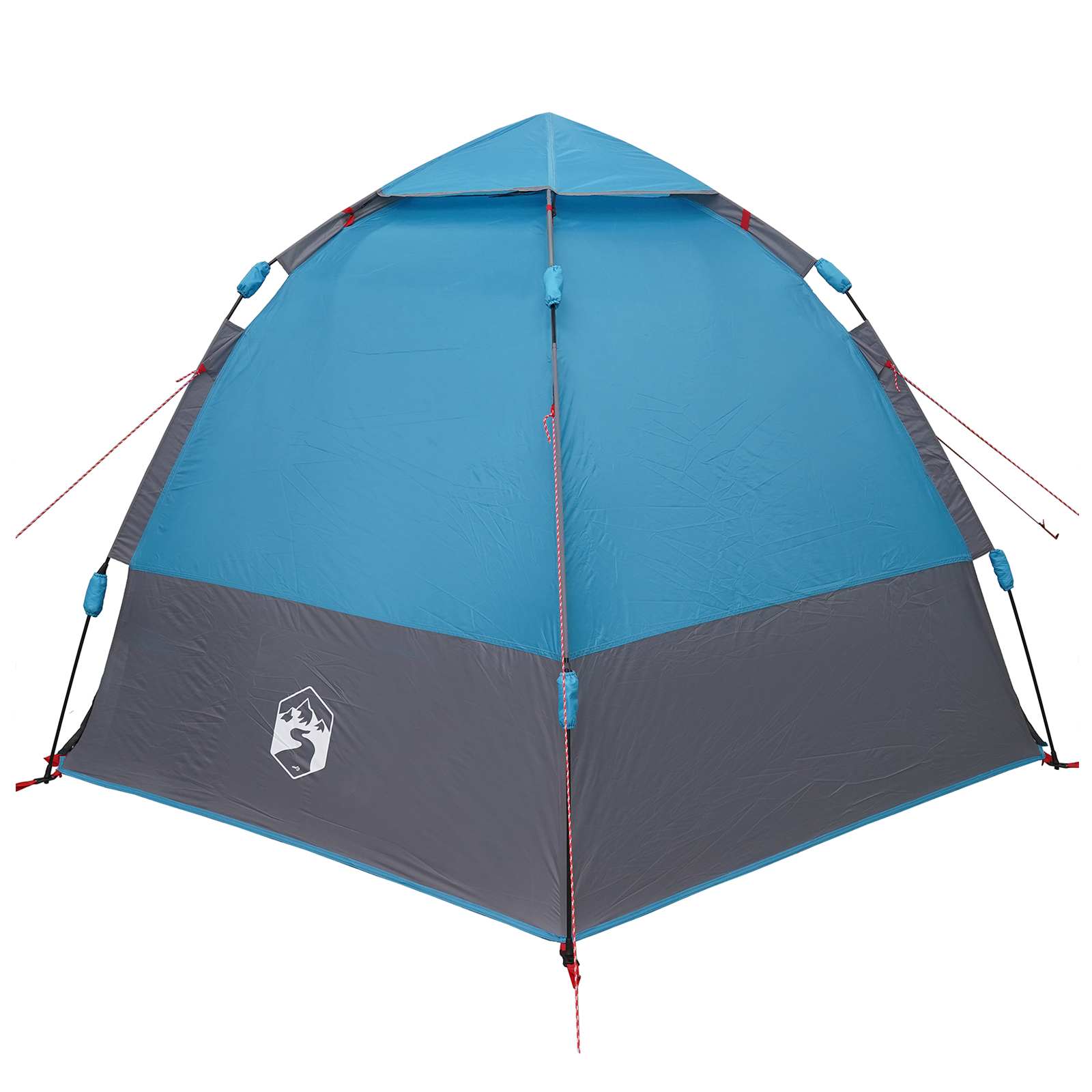 Zijaanzicht van de vidaXL instant tent in blauw en grijs met regenhoes.