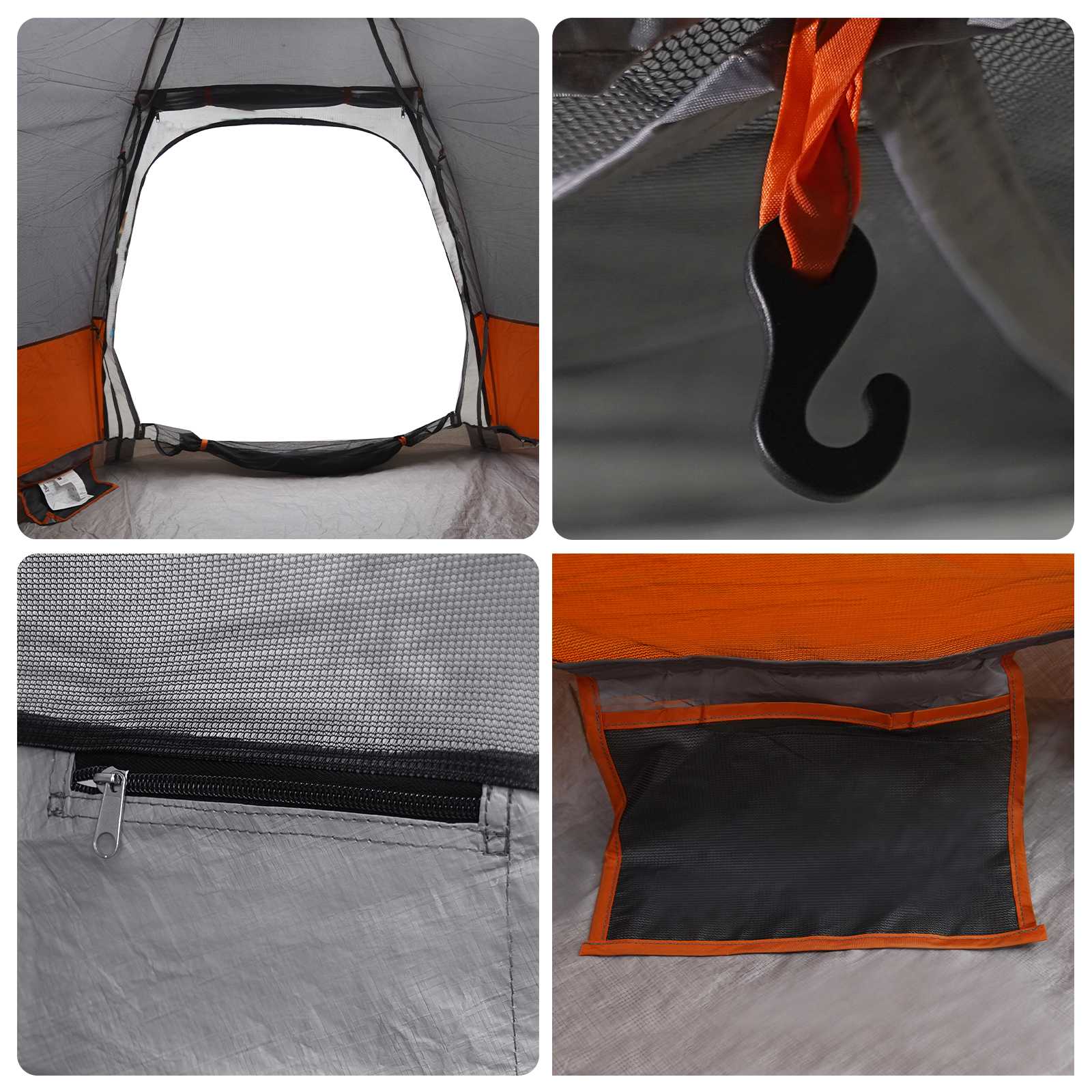 Detail van de binnenkant van de vidaXL Instant tent met opbergvak en haak.