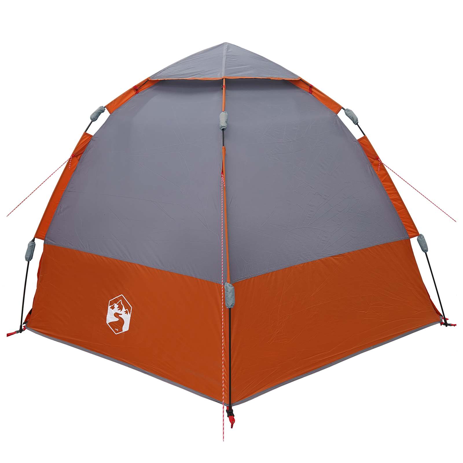 Detail van de vidaXL Instant tent in grijs en oranje, met zichtbare bevestigingspunten.
