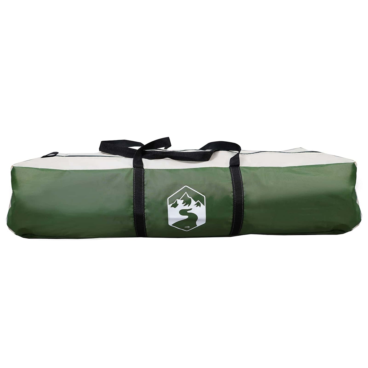 Detail van de groene draagtas van de vidaXL Instant Tent met het logo zichtbaar.
