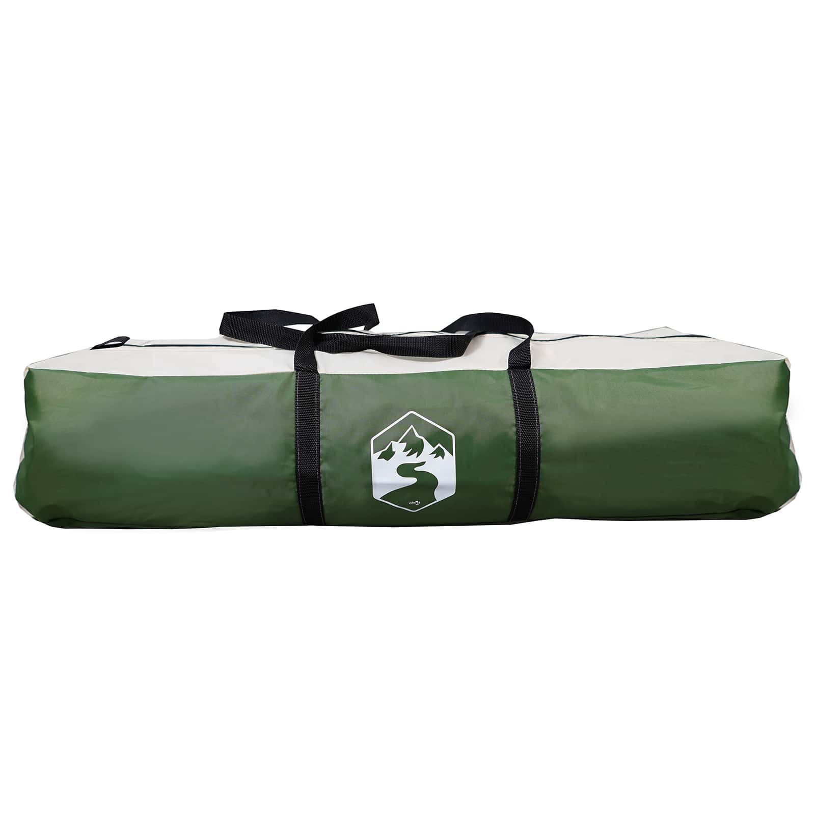 Detail van de groene draagtas van de vidaXL Instant Tent met het logo zichtbaar.