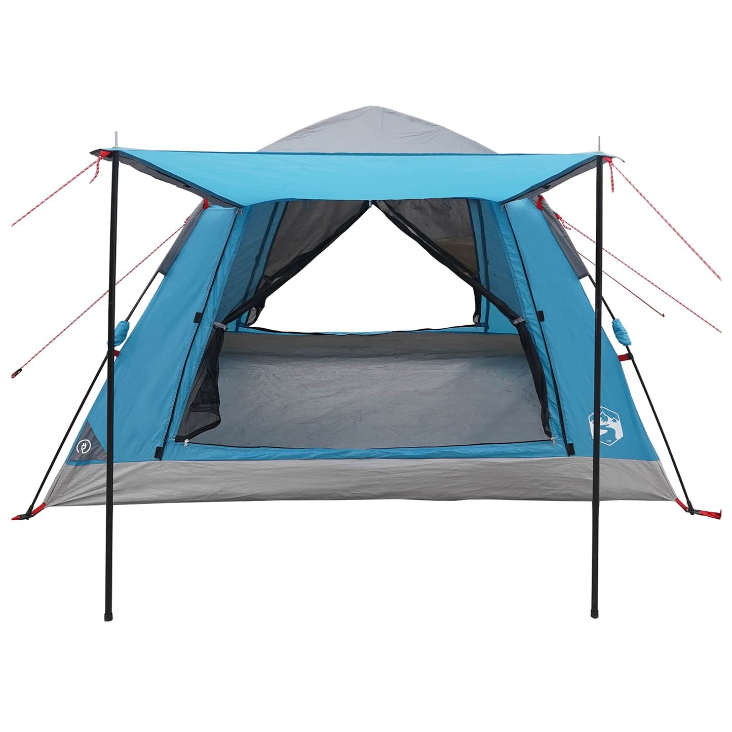 Detail van de vidaXL Instant Tent in blauw met open ingang en zicht op de binnenruimte.