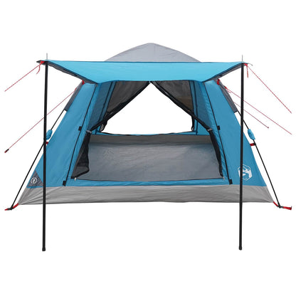 Detail van de vidaXL Instant Tent in blauw met open ingang en zicht op de binnenruimte.