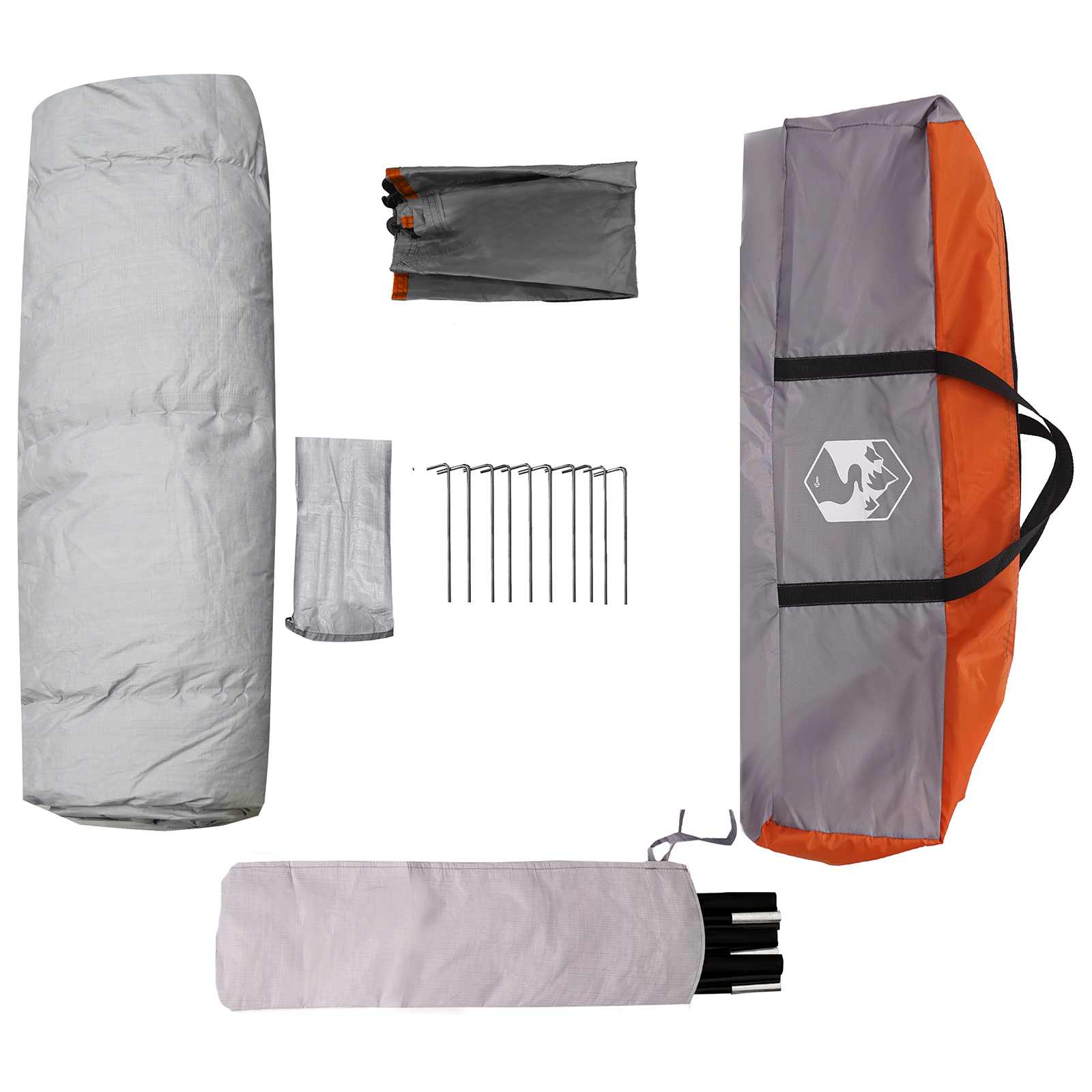 Detail van de vidaXL Instant Tent met accessoires, inclusief draagtas en stokken.