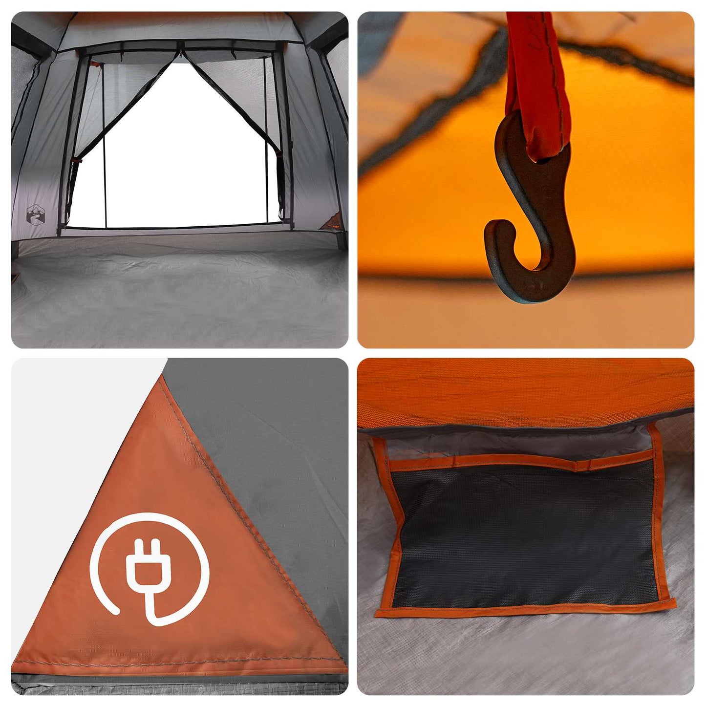 Detail van de binnenkant van de vidaXL Instant Tent met haak en opbergvak.