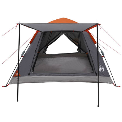 Detail van de vidaXL Instant Tent met oranje regenfly en open ingang.