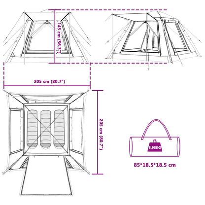 Detailtekening van de vidaXL Instant Tent met afmetingen en draagtas.