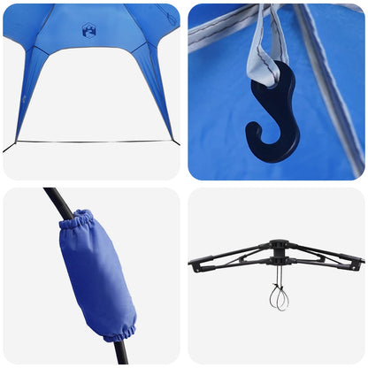 Detail van de blauwe vidaXL Instant Tent met haak en bevestigingsmechanismen.
