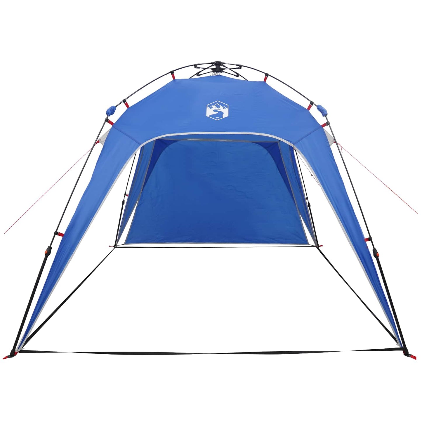 Detail van de vidaXL Instant Tent in azuurblauw met open voorkant en stevige constructie.