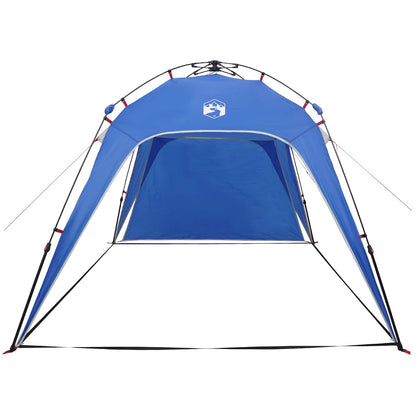 Detail van de vidaXL Instant Tent in azuurblauw met open voorkant en stevige constructie.
